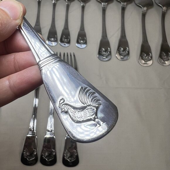Cuisinart Elite 20 piece Flatware Set French Rooster Collection CFE-FR20 - Picture 1 of 15